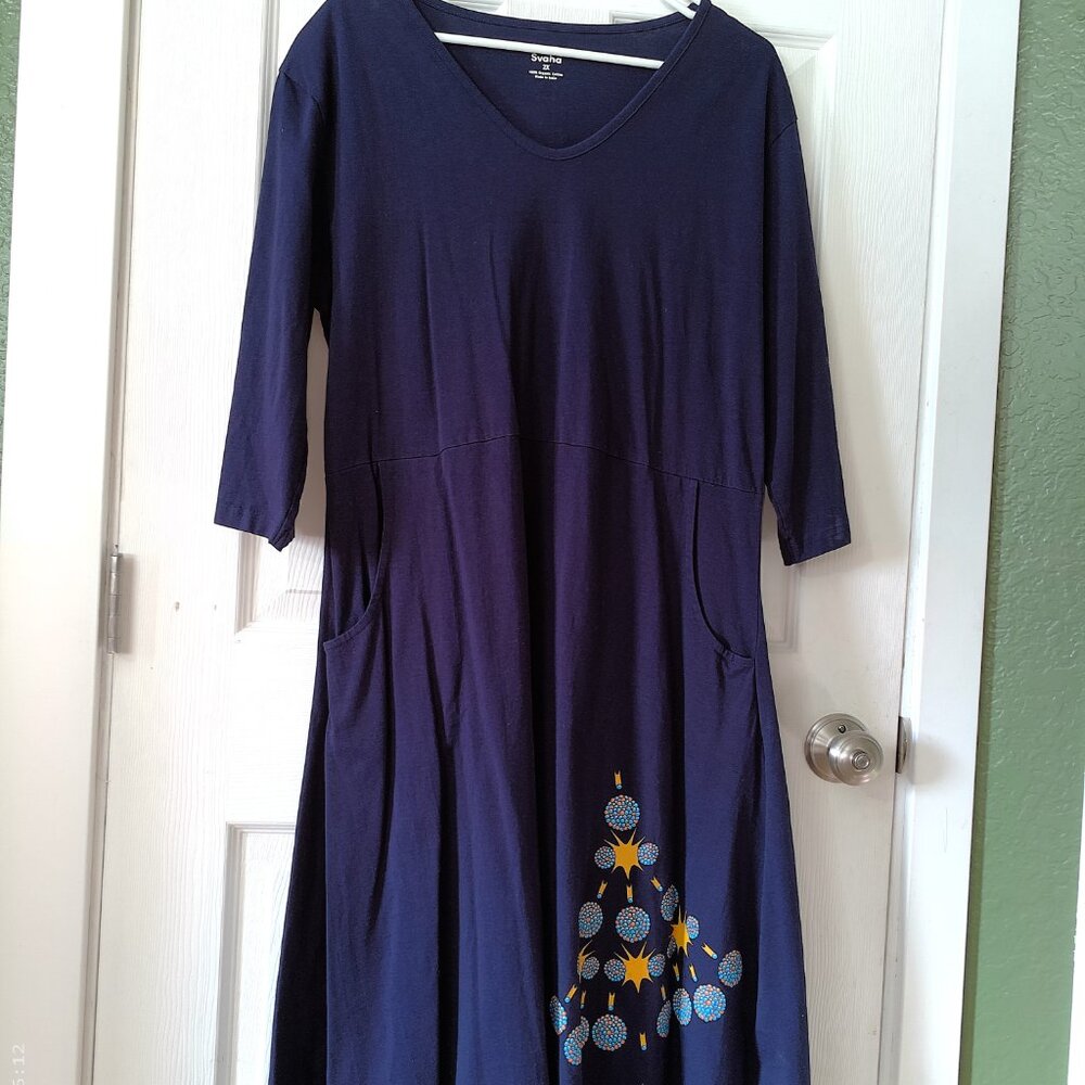 Svaha Navy Midi Dress with Nuclear Fission - Picture 3 of 14